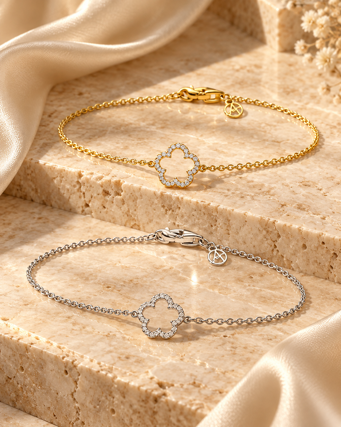 Fiore – Damenarmband mit Blumenanhänger & Strass