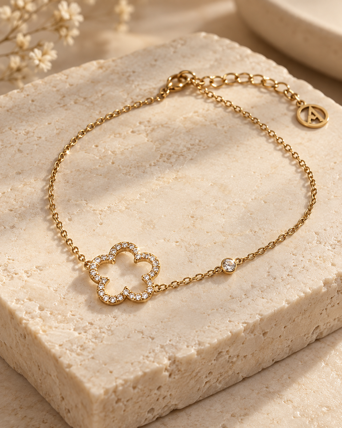 Fiore Luce – Armband mit funkelnder Blume | Gold & Silber