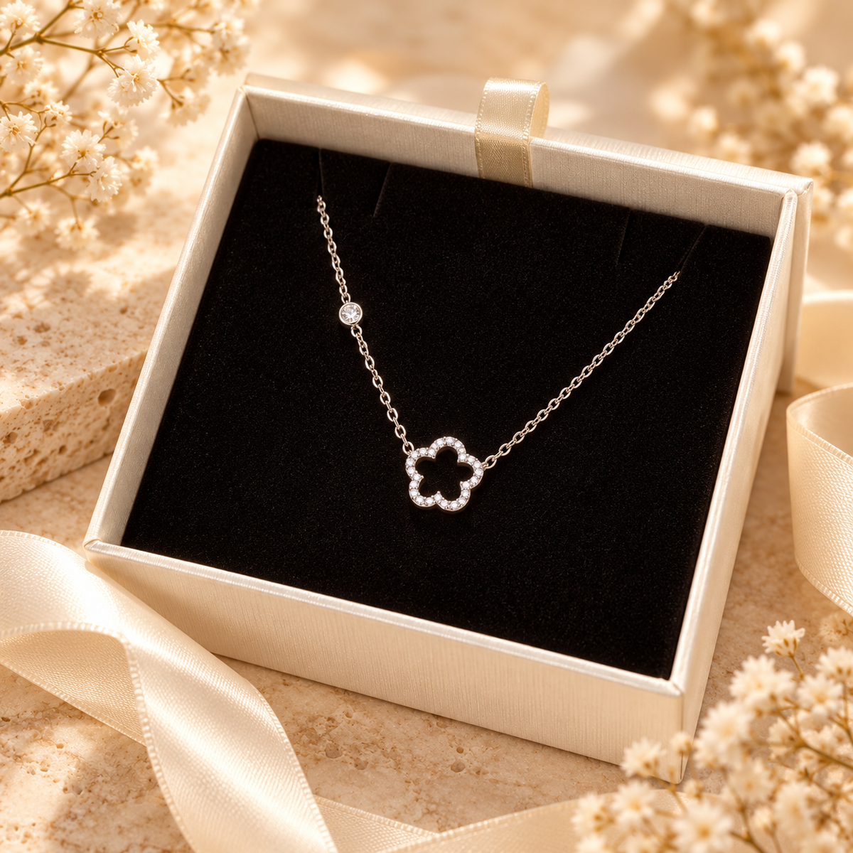 Fiore Luce – Halskette mit funkelnder Blume