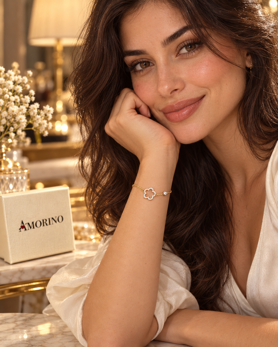 Fiore Luce – Armband mit funkelnder Blume | Gold & Silber