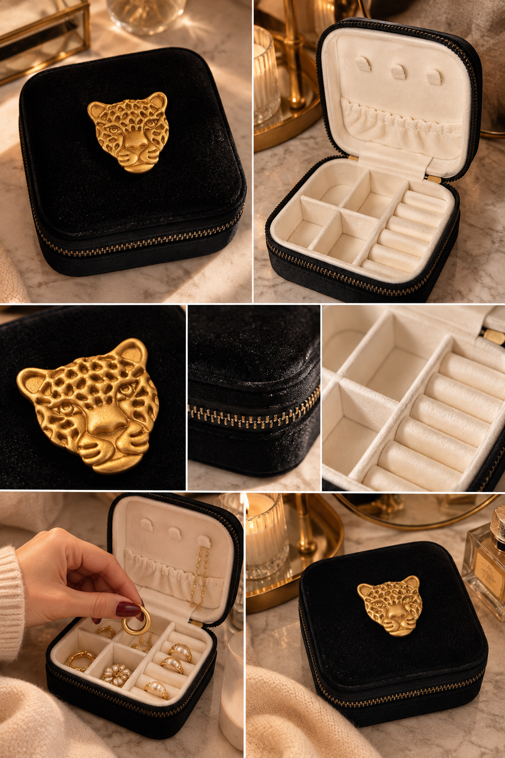 Reiseschmuckkästchen aus Samt | Kompaktes Schmuck-Etui