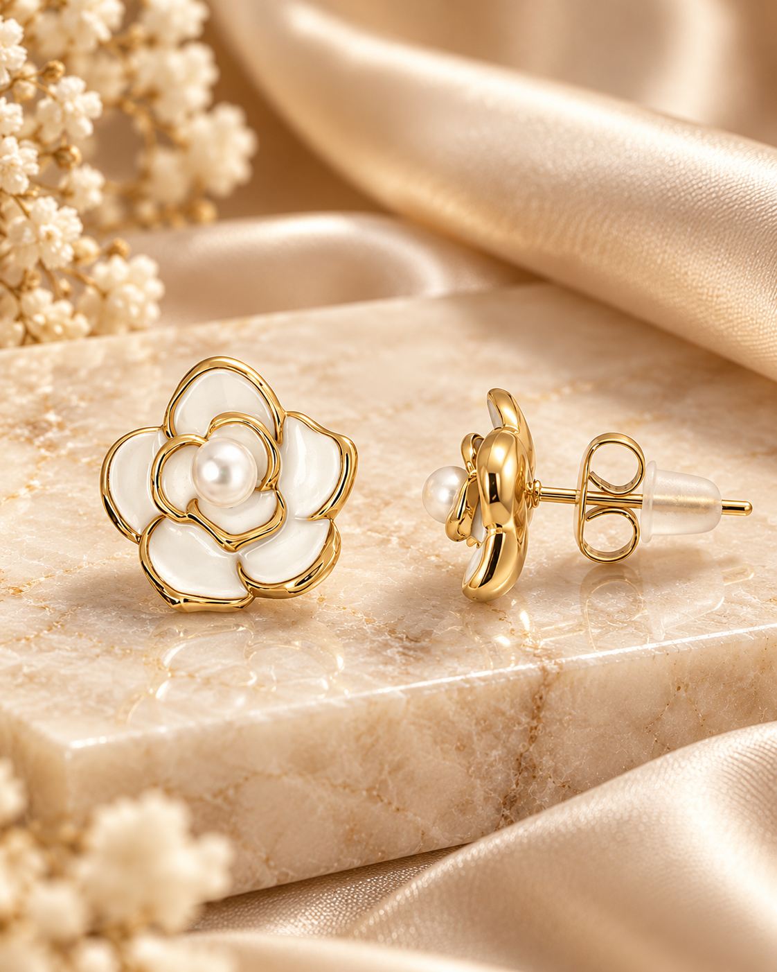 Fiorella – Ohrstecker mit emaillierter Blume