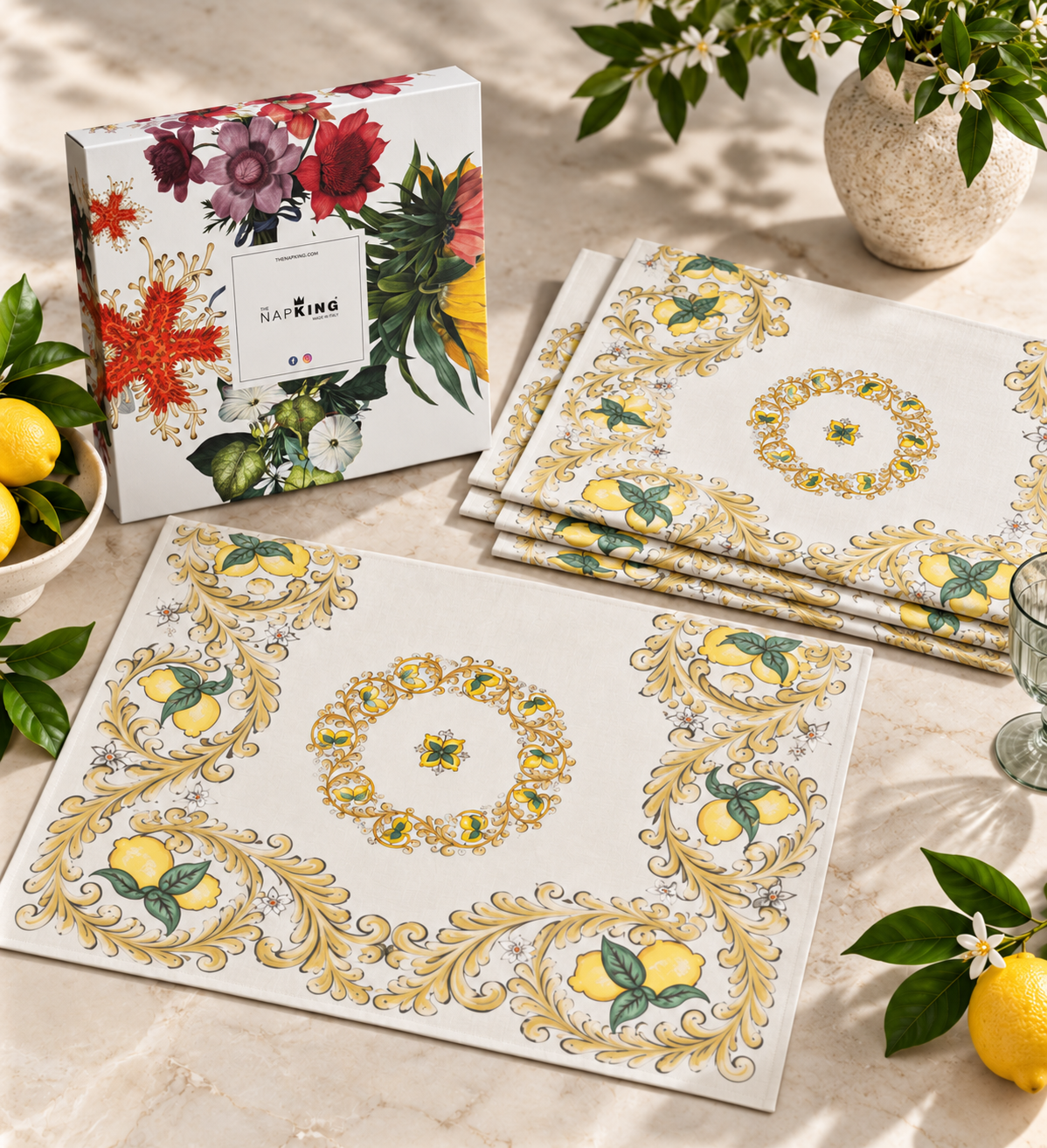 Set aus 4 Platzsets „Isolabella“ aus 100 % Leinen