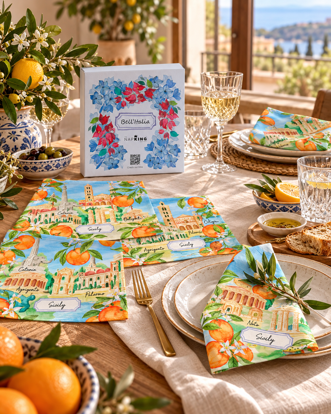 Sicily – Set aus 4 Servietten aus 100 % Leinen