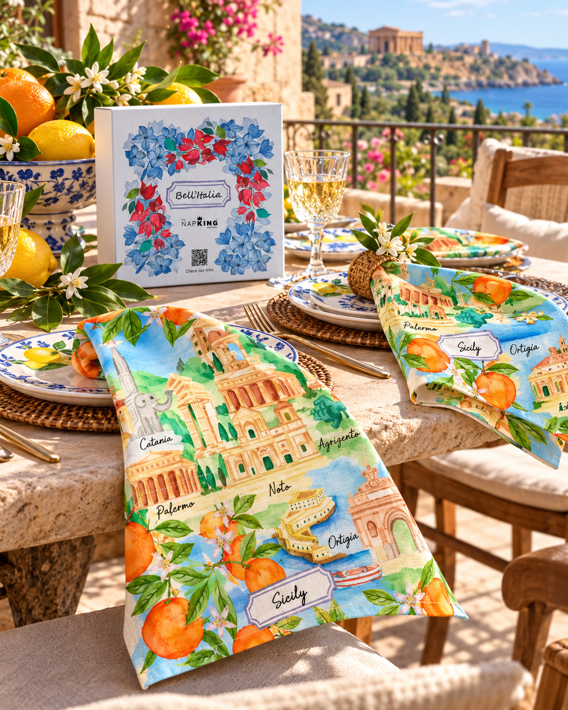 Sicily – Set aus 4 Servietten aus 100 % Leinen